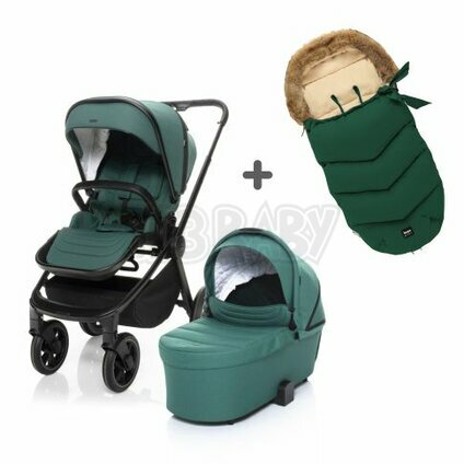 Set kočík Move Cross 2 + Hlboká korba XL + darček Fusak Fluffy v hodnote 77,50 Eur, Antique Green/Black - Zopa